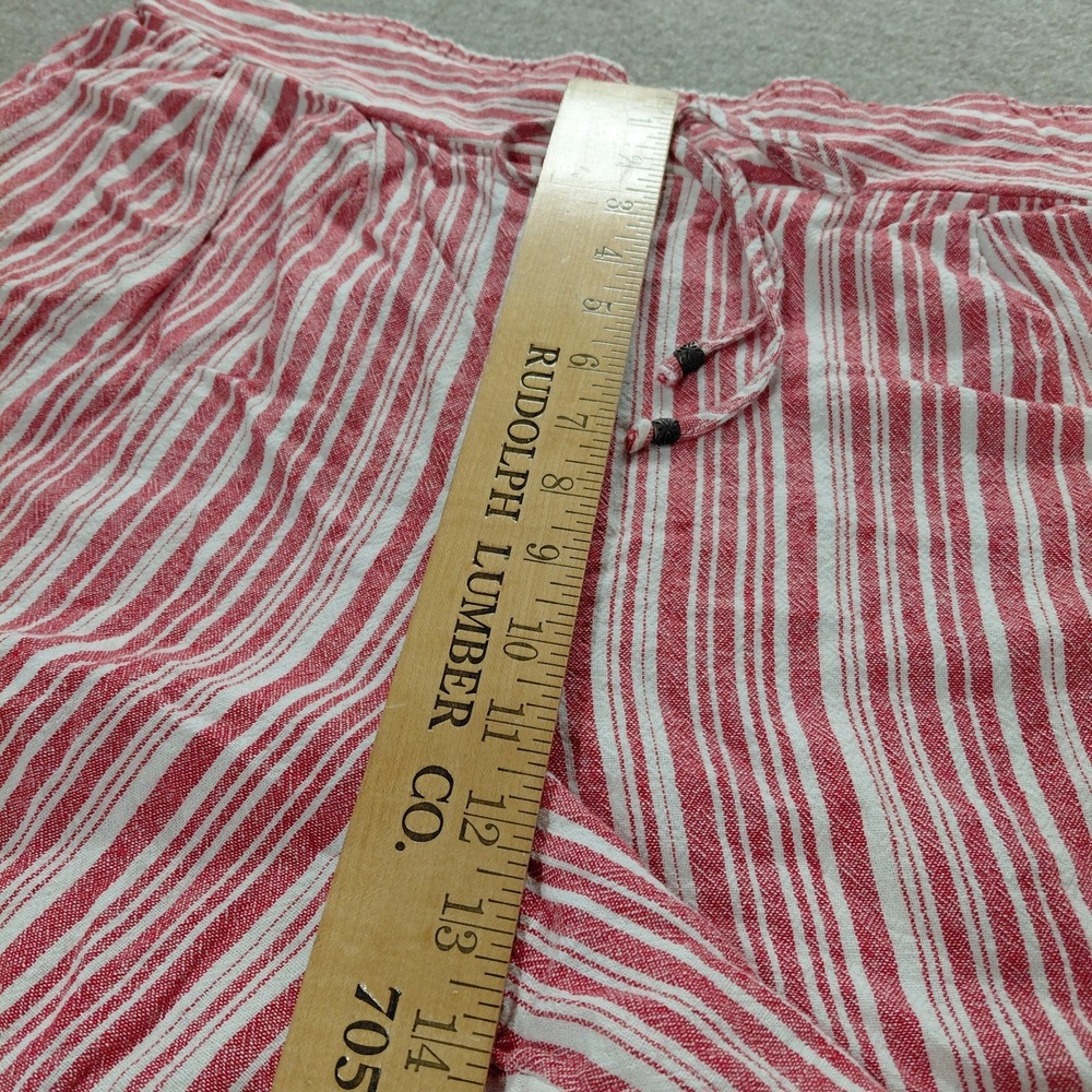 Terra & Sky Red Vertical Stripe Elastic Waist Womens 1X 16/18 Linen Shorts Beach - Picture 5 of 9